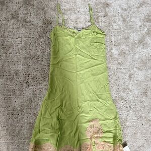 Rouje Pastel Green Camisole with Tan Lace